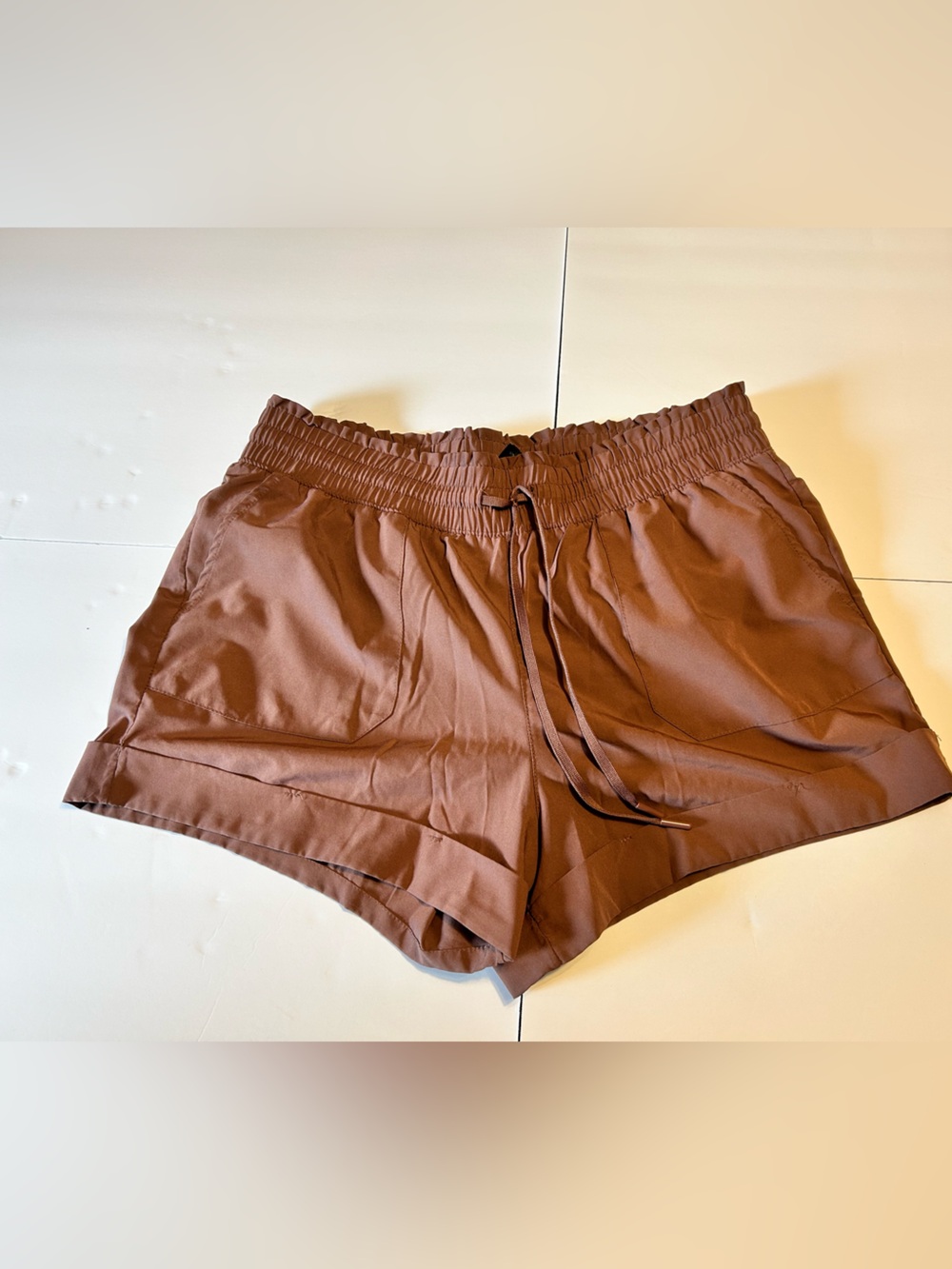90 Degree By Reflex Brownish/purple Elastic Waist Athletic Shorts